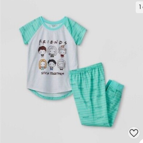 GIRLS' Friends 2pc Short Sleeve Top and Pants Pajama Set - Picture 1 of 10